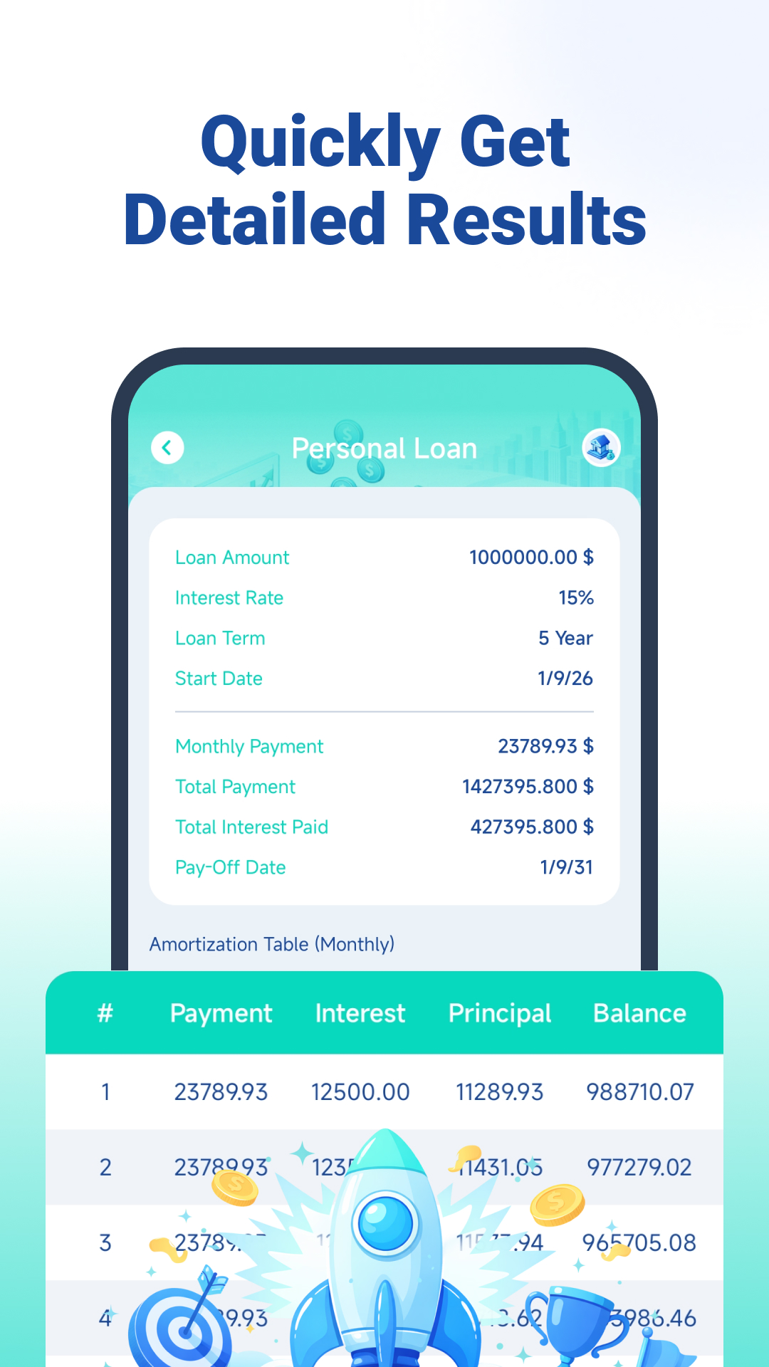 Pure Loan Calc app screen